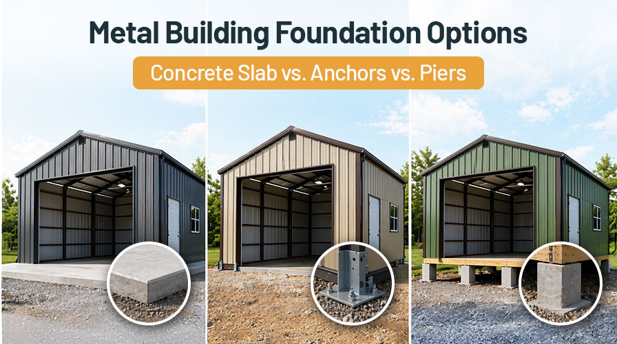 Metal Building Foundation Options: Concrete Slab vs. Anchors vs. Piers